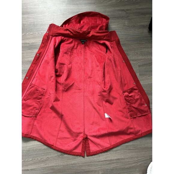 women’s L red Cloudveil coat hooded Large light warm jacket trench shell - Picture 6 of 10